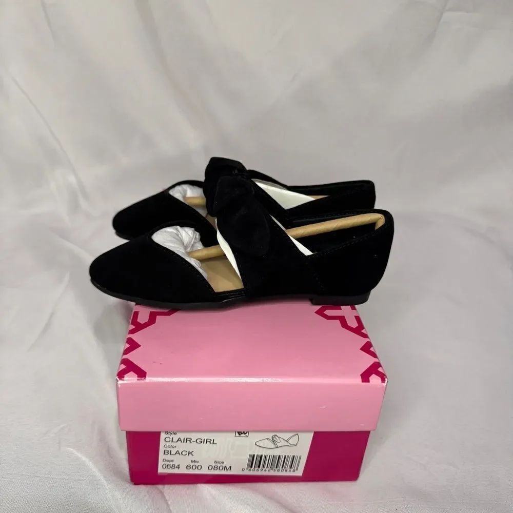 Girls' Clair-Girl Bow Tie Suede Casual Flats Size 8M